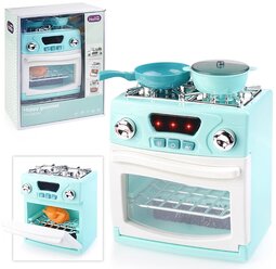 Плита игрушечная 15х10.3х18 см с посудой и фигуркой курицы / Бытовая техника для кухни детская Oubaoloon A1003-2 свет,звук, в коробке
