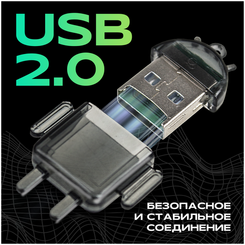 Картридер microSD, WALKER, CD-25, черный / адаптер для ноутбуков, переходник для компьютеров микро сд, для USB-порта, карт ридер, кард-ридер