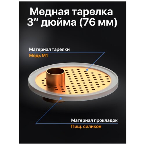 Медная тарелка DomSpirt 3 дюйма 76 мм / Тарелка в колпачковую колонну