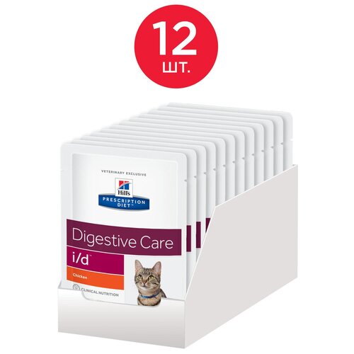 Влажный корм для кошек при заболеваниях ЖКТ Hills Prescription Diet i/d Feline with Chicken Pouch, пауч, упаковка 12 шт х 85 г