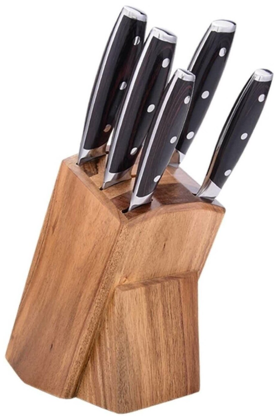 Набор ножей LARA LR05-57, 6 предметов: Подставка (акация) +5 ножей, двухслойная сталь - фотография № 8