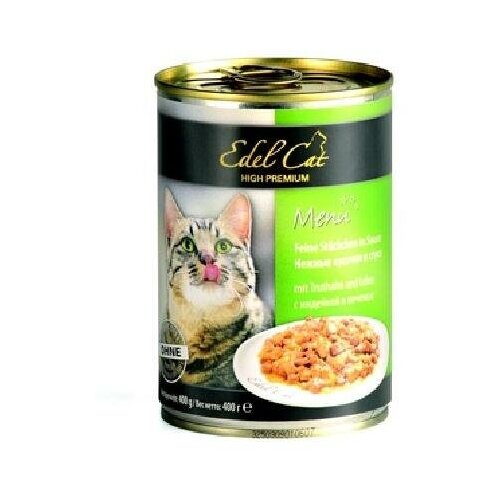 Edel Cat Нежные кусочки в соусе: индейка и печень 0,4 кг 21793 (2 шт) edel cat консервы для кошек edel cat нежные кусочки в соусе лосось и форель 400 гр