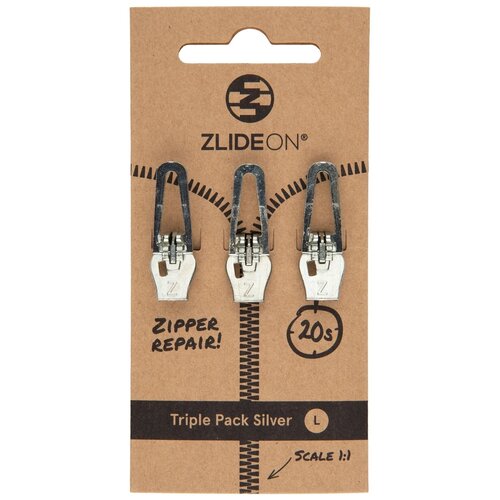 Набор из 3 бегунков для молний ZlideOn Triple Pack Zipper L (Silver) игра the dark pictures triple pack triple pack для pc электронный ключ