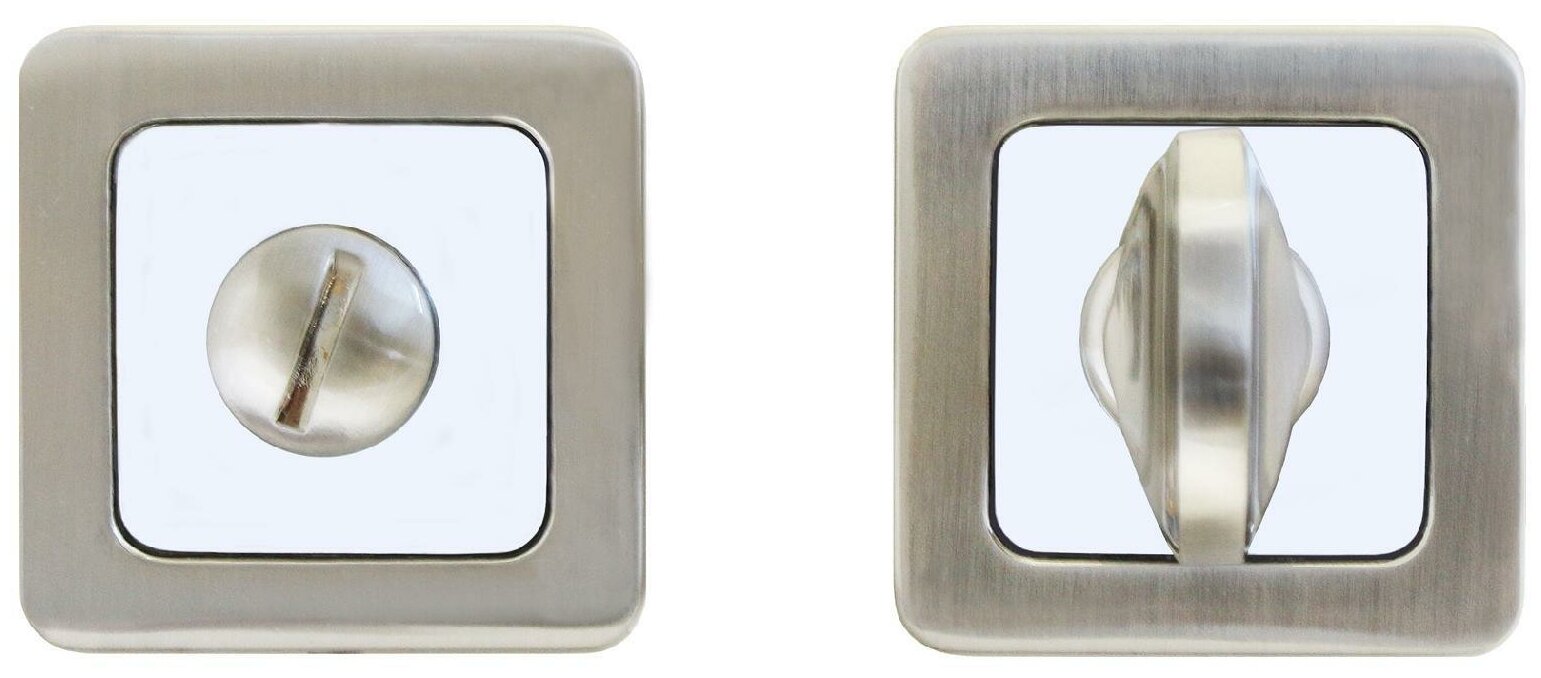 Сантехническая завертка-фиксатор WC для межкомнатных дверных защелок, замков, задвижек аллюр АРТ BK-S1 SN/CP(4182), матовый никель