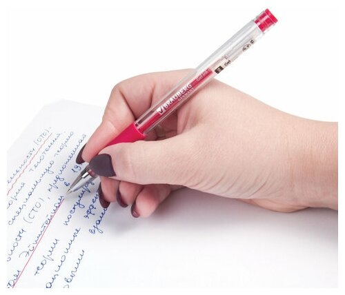 Ручка гелевая Brauberg Number One с грипом красная пишущий узел 0.5мм линия 0.35мм - фото №5