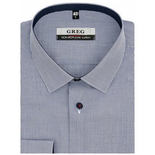 Рубашка мужская длинный рукав GREG 224/231/0962/Z/1p, Полуприталенный силуэт / Regular fit, цвет Синий, рост 174-184, размер ворота 39