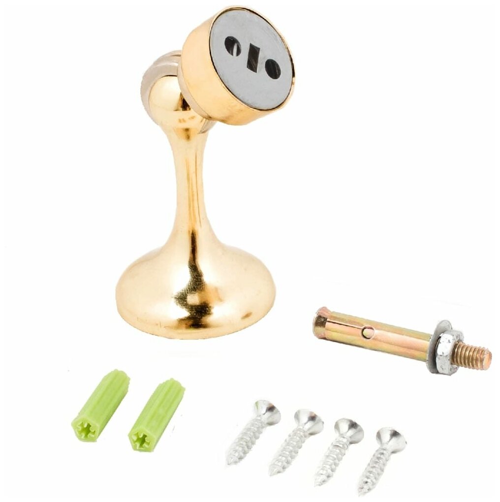 фото Дверной ограничитель магнитный (стоппер, упор) стандарт 102 GP прямой, цвет золото