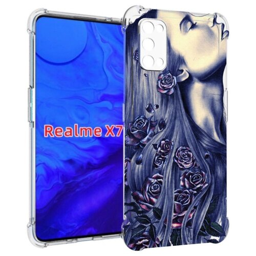 Чехол задняя-панель-накладка-бампер MyPads Девушка с розами женский для Realme X7