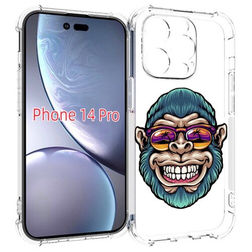 Чехол MyPads обезьяна улыбается для iPhone 14 Pro задняя-панель-накладка-бампер