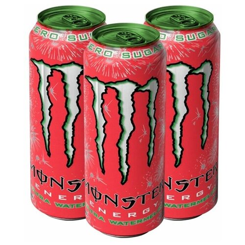 Энергетический напиток Monster Energy Ultra Watermelon со вкусом арбуза (Нидерланды), 500 мл (3 шт)