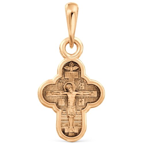 Крестик, красное золото, 585 проба, чернение