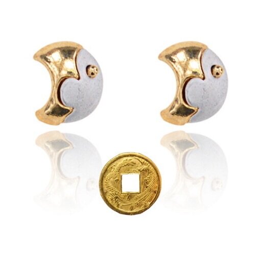 Серьги пусеты ELG, золотой кольцо со стразами сваровски 7 размер 19 монета денежный талисман