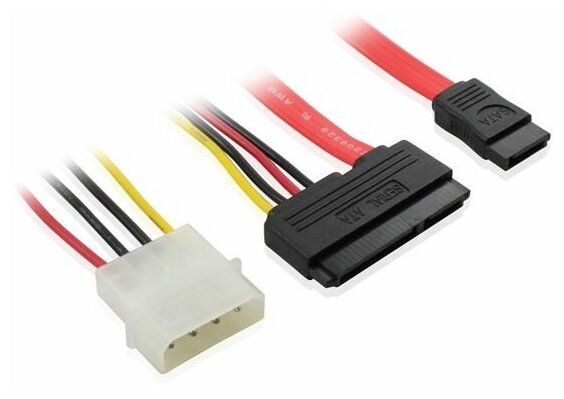 Комплект кабелей SATA II 0.5m GCR SATA II до 3Gbps 22pin(15pin+7pin) / Molex 4pin / . SATA