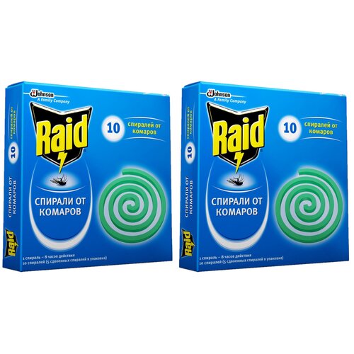 Raid Cпирали от комаров, 10 шт , 2 упаковки