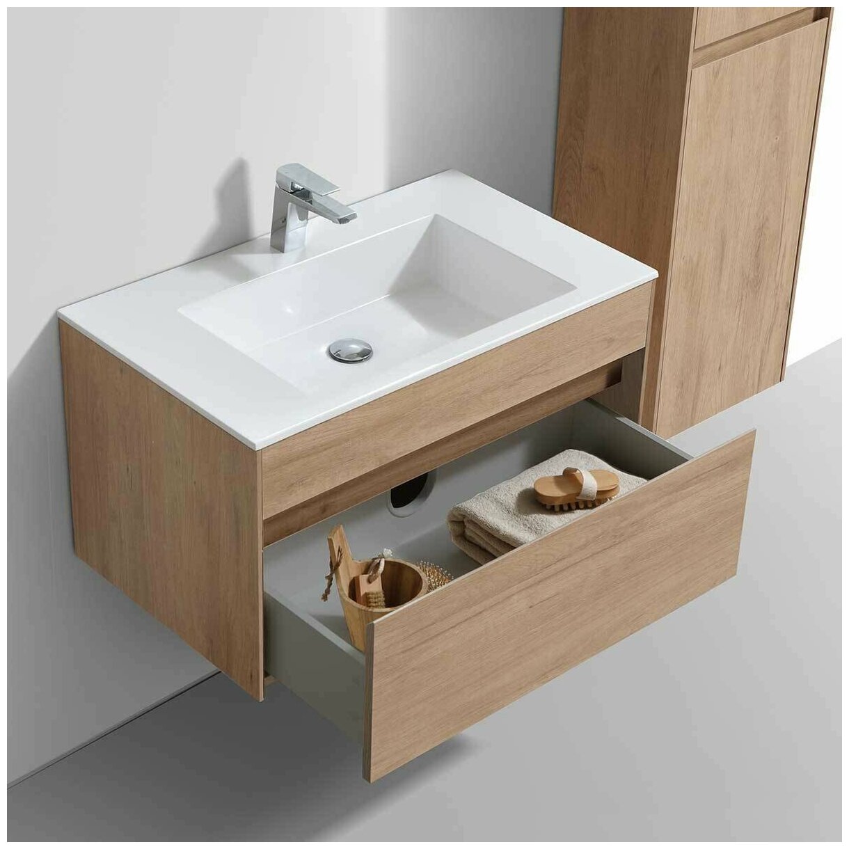 фото Тумба под раковину Vincea Chiara 80 подвесная, 1 выкатной ящик soft-close