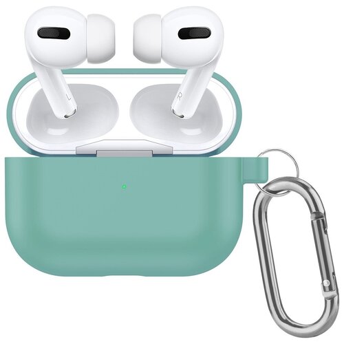 Чехол силиконовый для Airpods Pro, мятный, с карабином силиконовый чехол для airpods 3 с карабином тифани