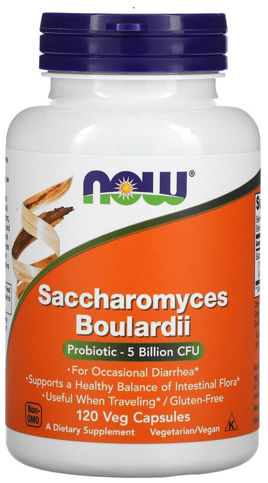 Капсулы NOW Saccharomyces Boulardii, 140 г, 5 млрд КОЕ, 120 шт.