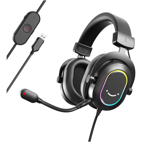 Игровая гарнитура Fifine H6 Gaming Headsets (полноразмерные игровые наушники, гарнитура для PC, PS, XBOX, с RGB подсветкой, Black)