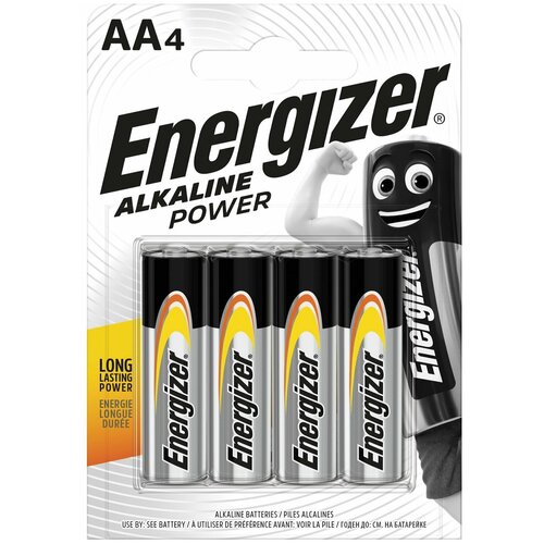 Батарейки комплект 4 шт, ENERGIZER Alkaline Power, AA (LR06, 15А), алкалиновые, пальчиковые, блистер, E300132908 energizer max alkaline power seal 4 2 aa