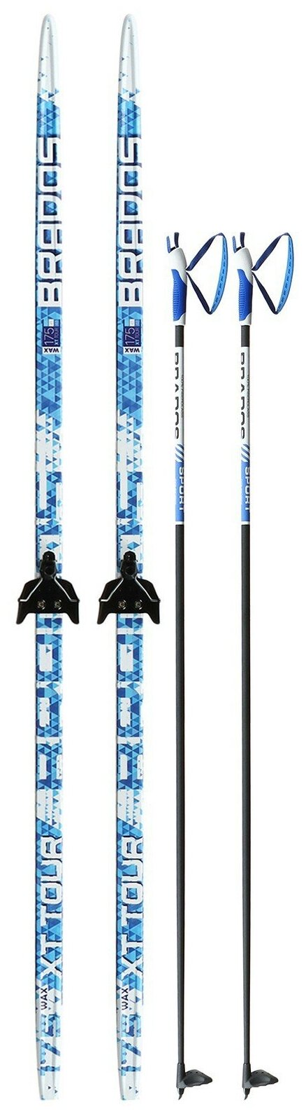 Комплект лыжный бренд ЦСТ, длина лыж 175 см, длина палок 135 (+/-5 см), крепление NN75 мм, цвет микс