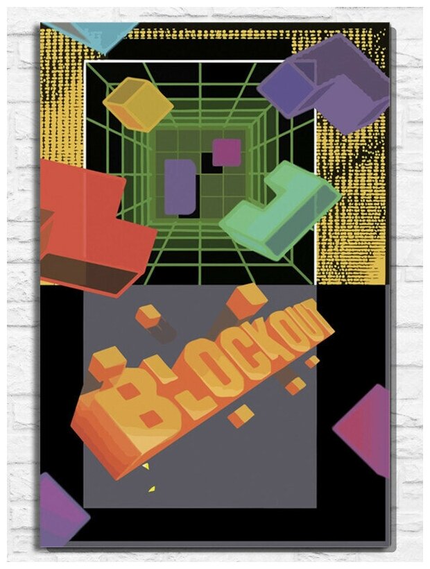 Картина по номерам на холсте игра Block Out (Sega, Сега, 16 bit, 16 бит, ретро приставка) - 9984 В 60x40