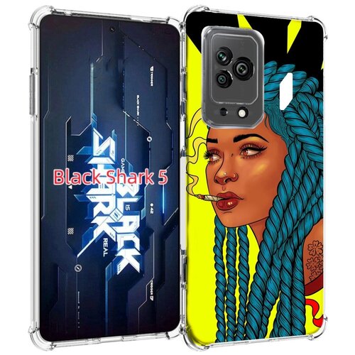 Чехол MyPads девушка с запутанными волосами синий женский для Xiaomi Black Shark 5 задняя-панель-накладка-бампер чехол mypads девушка с запутанными волосами синий женский для xiaomi redmi a1 plus задняя панель накладка бампер