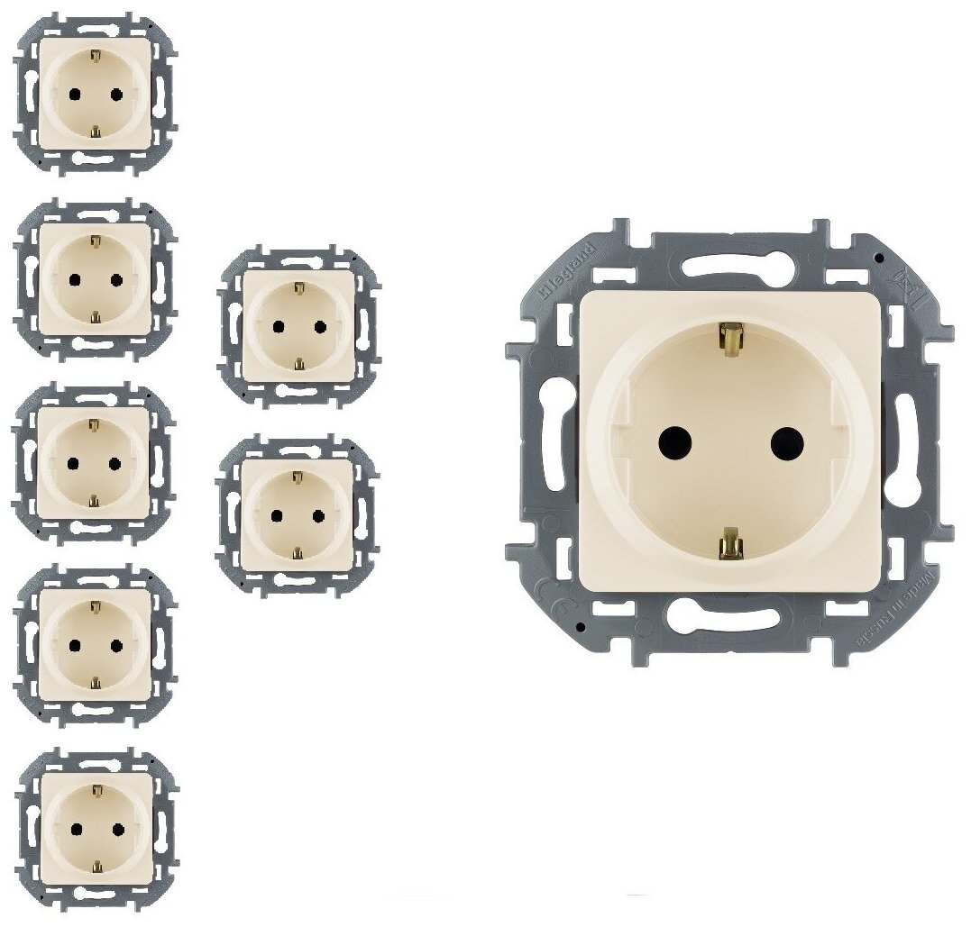 Legrand INSPIRIA Розетка 2К+З со шторками - немецкий стандарт - 16 А - 250 В слоновая кость (комплект 7шт)