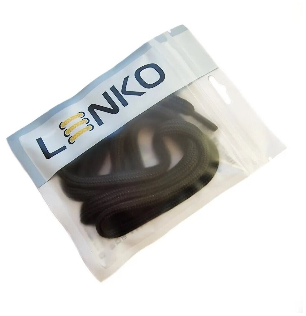 Шнурки LENKO широкие черные круглые 100 см, 7 мм