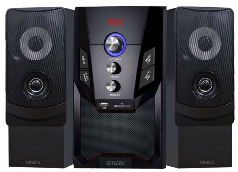 Ginzzu GM-415, Акустическая система 2.1, 50W/BT/USB/SD/FM/ДУ