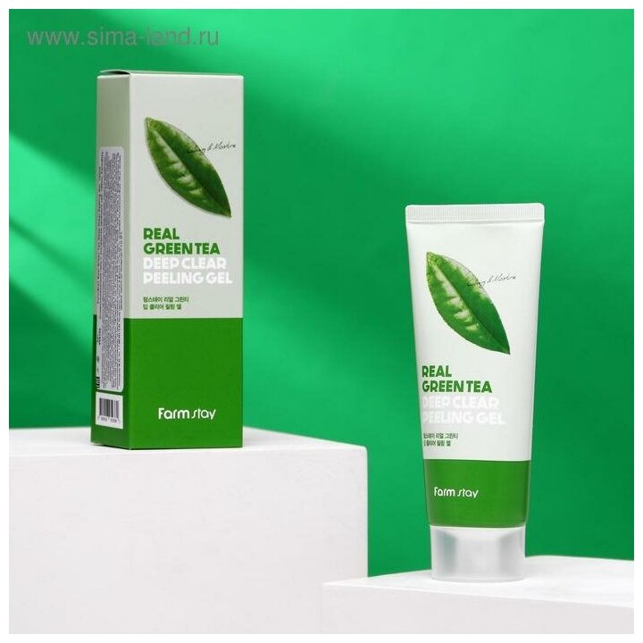 Отшелушивающий гель с экстрактом зеленого чая FarmStay Real Green Tea Deep Clear Peeling Gel 100 мл - фото №13