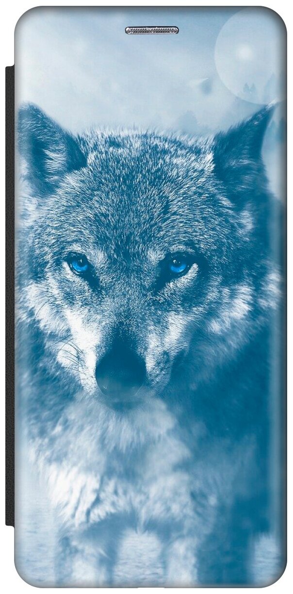 Чехол-книжка Голубоглазый волк на Apple iPhone SE / 5s / 5 / Эпл Айфон 5 / 5с / СЕ черный