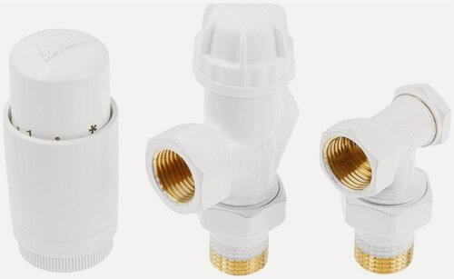 Изображение товара Комплект кранов для радиаторов 1/2 осевой AV ENGINEERING белый (AVE32012W)