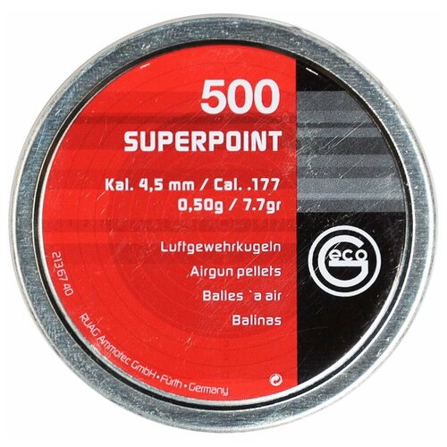 пули rws supermag 4 5 мм 0 60 грамм 500 штук Пули RWS Geco SuperPoint 4,5 мм, 0,50 грамм, 500 штук