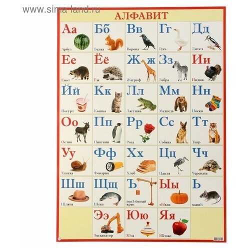 плакат русский алфавит разноцветные буквы а2 Плакат Русский алфавит А2