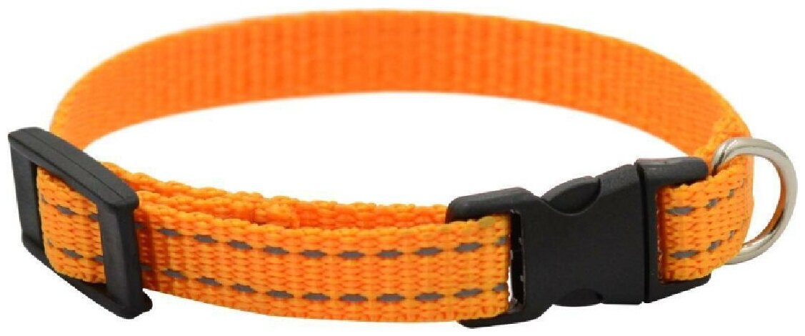 фото Ошейник 5313А FRESH LINE 15 мм капрон, светоотражающая нить, фастекс длина 25-40 см апельсиновый (1 шт)