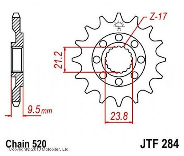 Звезда Мотоциклетная Jt Jtf284.15 JT Sprockets арт. JTF284.15