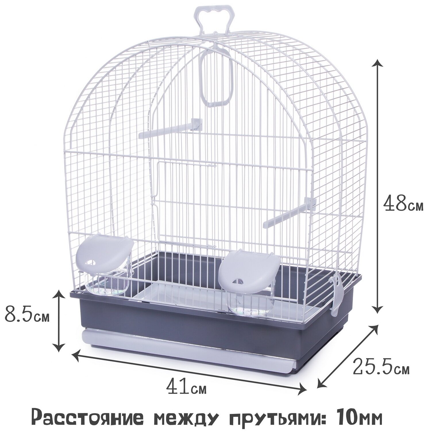 VOLTREGA Клетка для птиц (642) цвет серый 41*25,5*48см - фотография № 3