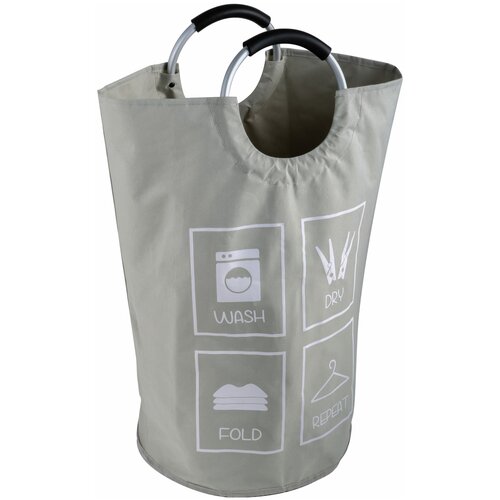 Корзина для белья с алюминиевыми ручками серая FX-1011