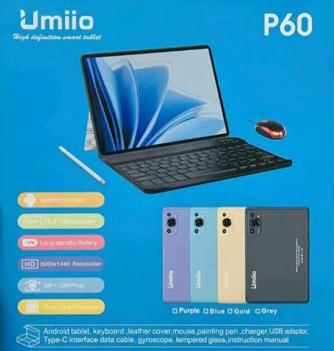 Планшет с клавиатурой Umiio P60 10.1" 4/128 ГБ / Голубой