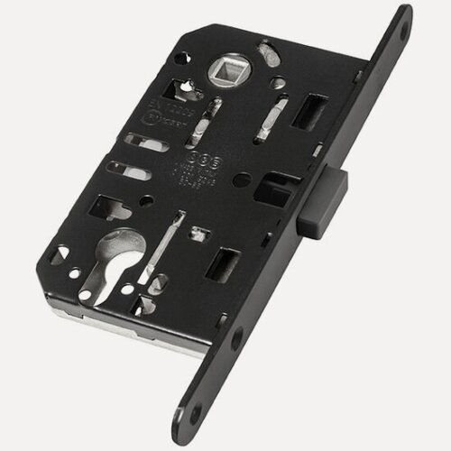 Изображение товара Замок межкомнатный магнитный под цилиндр Agb MEDIANA POLARIS B06103.50.93.567 с отв. планк (чёрный)