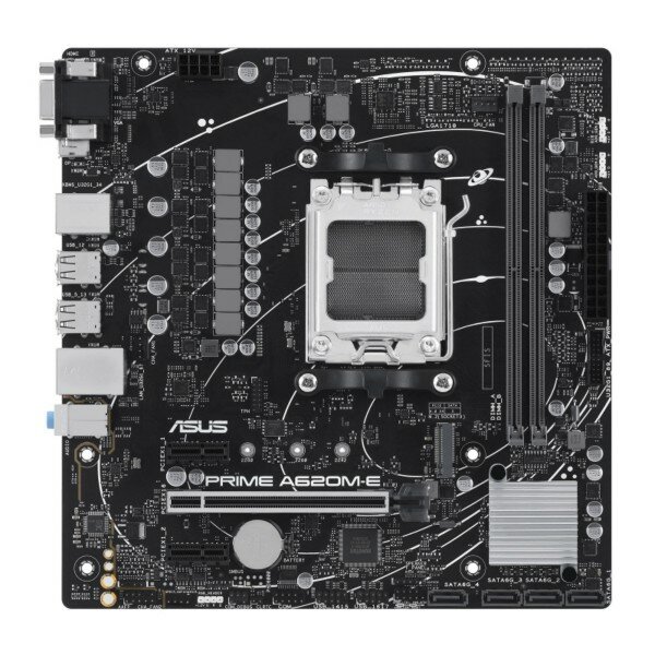 Материнская плата ASUS PRIME A620M-E-CSM, AM5, AMD A620, 2xDDR5, 4xSATA, 1xM.2, 1xPCI-E 4.0 x16, 1xPCI-E x1, 1xDisplayPort, 1xHDMI, 1xVGA, 1x 1Gb LAN,