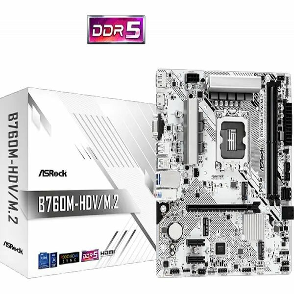 Материнская плата Asrock B760M-HDV/M.2 Soc-1700 Intel B760 2xDDR5 mATX AC97 8ch(7.1) 2.5Gg RAID+VGA