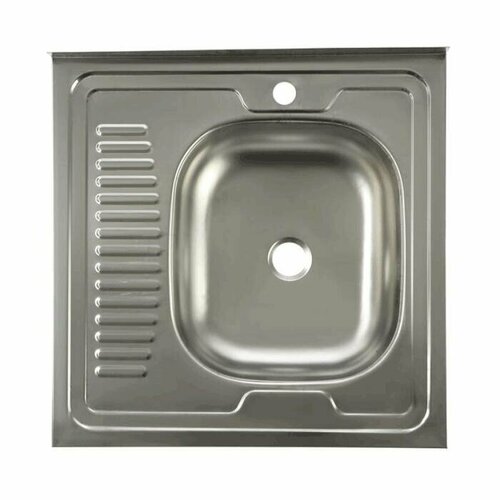 Мойка правосторонняя накладная 600х600х130мм сталь нержавеющая AISI 430 без сифона выпуск 1 1/2