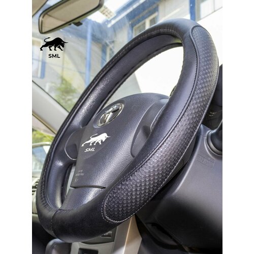 Оплетка руля NEW EPOCH натуральная кожа черная диаметр 37 см 1733₽