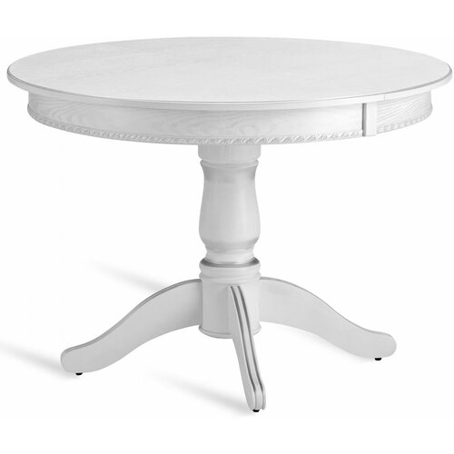 Стол кухонный деревянный раздвижной Вэлт D100(140)х100 Белый с серебряной патиной