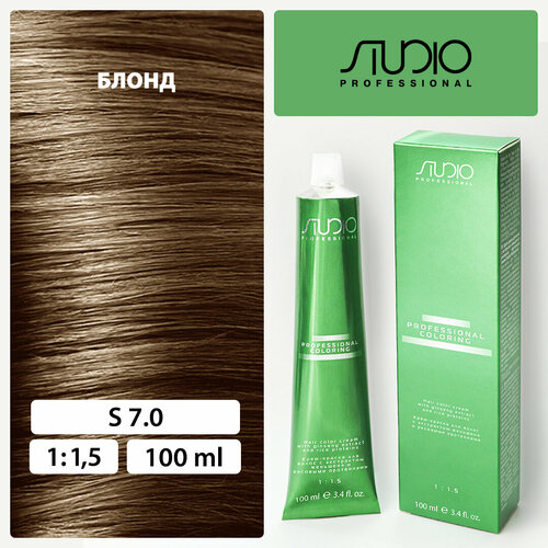 Крем-краска для волос с экстрактом женьшеня и рисовыми протеинами Kapous Studio Professional 70 блонд 100 мл 276₽