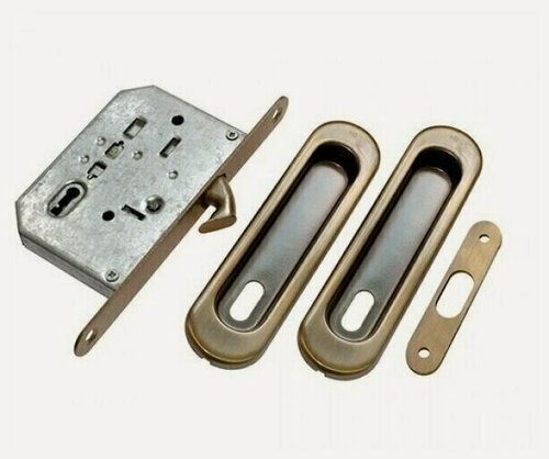 Изображение товара Ручка для раздвижных дверей (2 шт) с замком Loid 222 C AB античная бронза