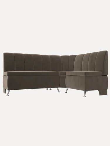 Изображение товара Диван кухонный угловой Кантри, правый угол, 4-местный, размер: 170x88х133см, Велюр, коричневый