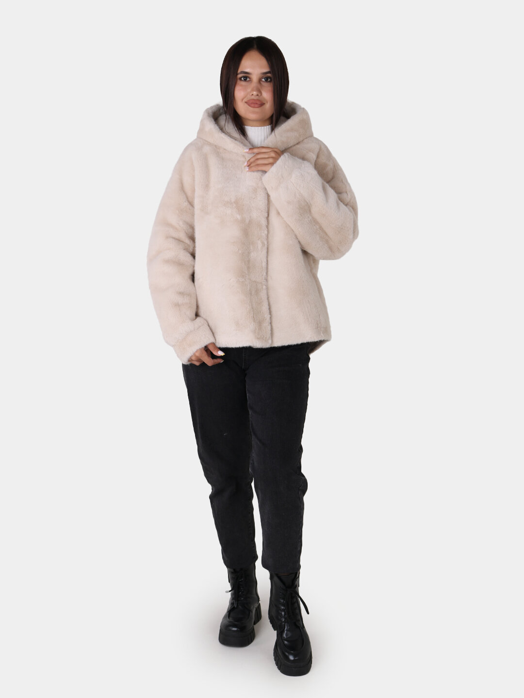 Шуба, размер One Size, бежевый — фото 1