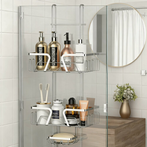 Изображение товара Полка для душевой кабины "IKEA", металл, 3 уровня, присоски, черный